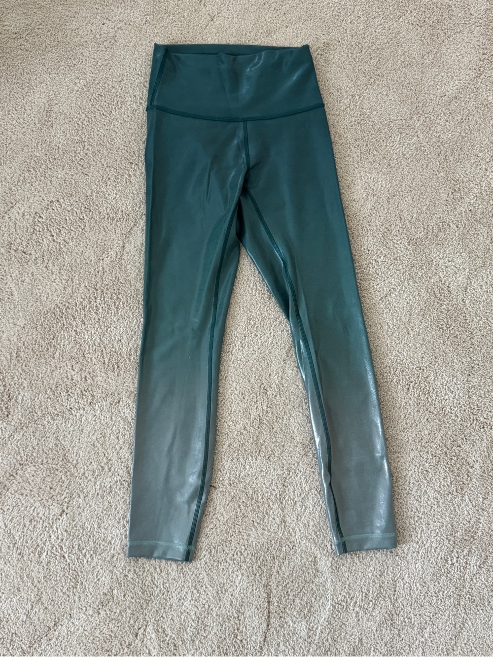 lululemon athletica Wunder Train Green Metallic Leggings